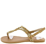 Tan/Gold Rope Thong Sandals