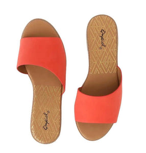Coral Asymmetrical Slide Sandals